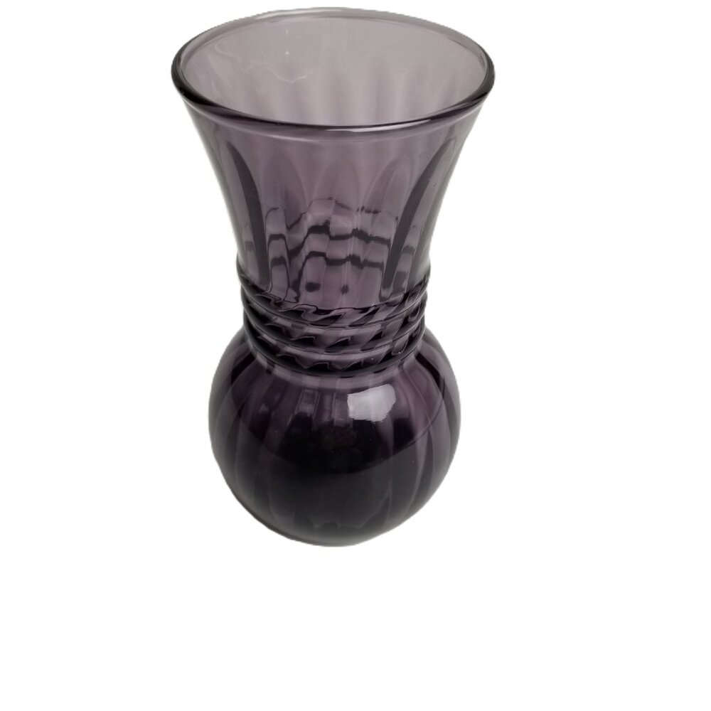 Indiana Glass Swirl Vase 6.5 Inch Plum Purple Vintage Collectible MCM